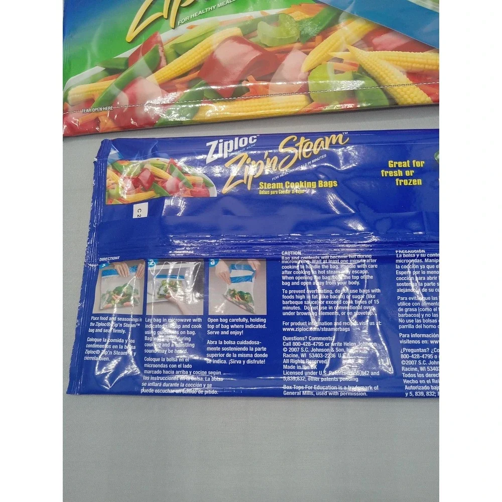 3x New Ziploc Zip N Steam 7 Large Bags Each, Microwave Steam Sealed Discontinued